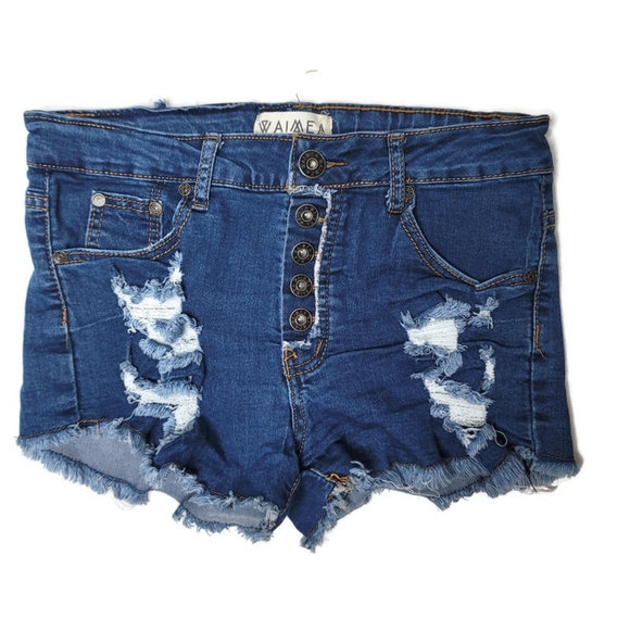 waimea Pants - Waimea high rise button fly denim raw hem shirts size 7